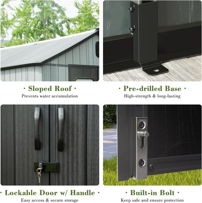 5x3FT Outdoor Resin Storage Shed with Transparent Windows & Louvered Vents