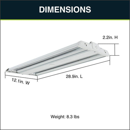 28 In. 1000-Watt Equivalent Linear White LED High Bay Light, Adjustable Beam, Selectable Lumens, 5000K Daylight Dimmable