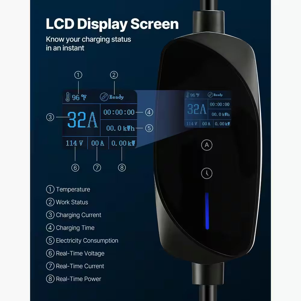 Level 2 Tesla Charger 32 Amp Adjustable Current 240V Home Electric Car EV Charger 25Ft. Charging Cable NEMA 14-50P Plug