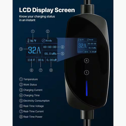 Level 2 Tesla Charger 32 Amp Adjustable Current 240V Home Electric Car EV Charger 25Ft. Charging Cable NEMA 14-50P Plug