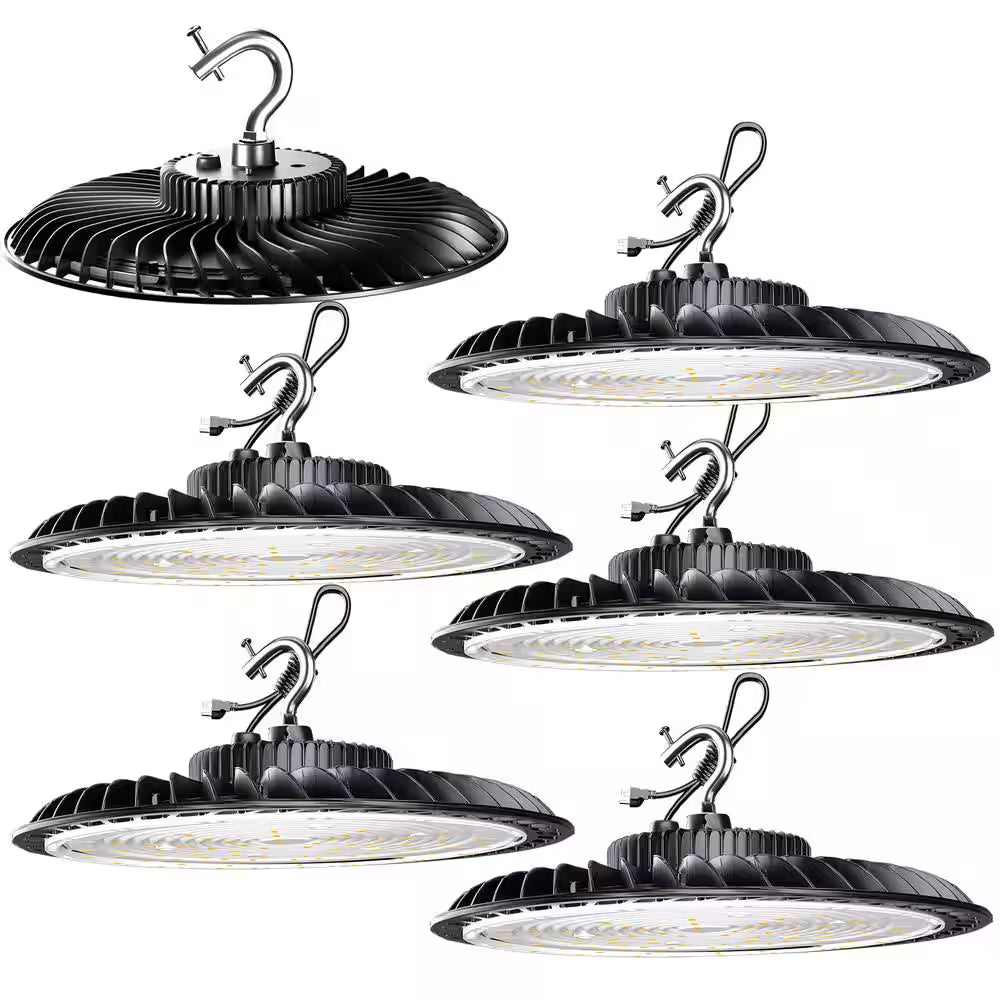 6-Pack of 250-Watt LED High Bay Light 37500LM High Bay LED Shop Lights AC100-277V Commercial Bay Lighting for Warehouse