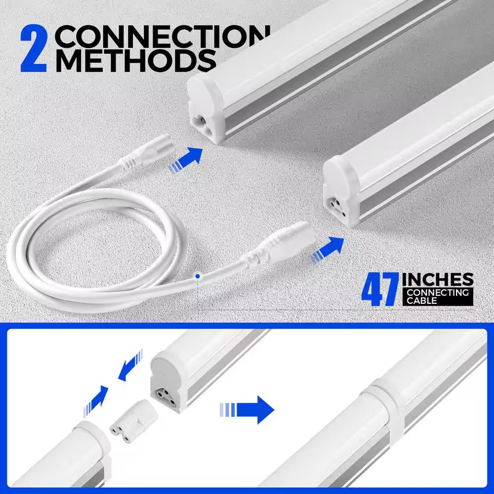 4 Ft. 2200Lm 6500K 20W LED T5 Shop Lights, Ceiling and under Cabinet Light, Corded Electric with On/Off Switch