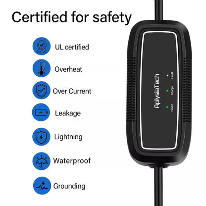 21Ft 110-Volt Portable EV Charger Level 1 Electric Vehicle Charging Cable NEMA 5-15P Compatible SAE J1772