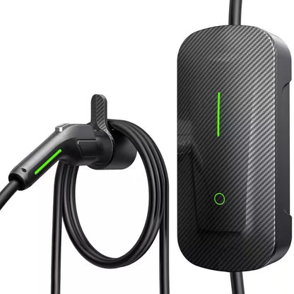 25 Ft 110-240 Volt Level 1 and 2 EV Charger Carbon Fiber NEMA 6-20 Plug with Adapter for Tesla Models