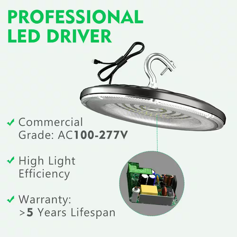 8Pack of 240W LED High Bay Light 36000LM AC100-277V High Bay LED Shop Lights with US Plug for Commercial Warehouse