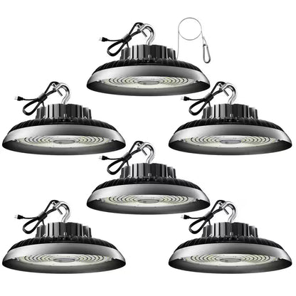 6-Pack of 250-Watt LED High Bay Light 37500LM High Bay LED Shop Lights AC100-277V 5000K Commercial Bay Lighting