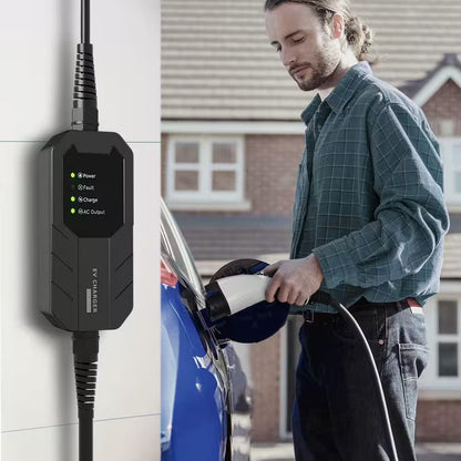 25Ft 240-Volt Level 1-2 Portable EV Charger NEMA 6-20 Plug with 5-15 Adapter SAE J1772 Compatible Safe Fast Charge