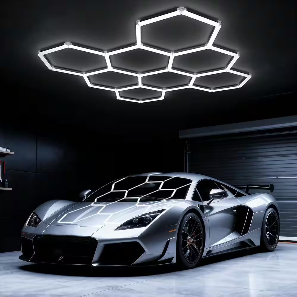 8.3 Ft. Hexagon Garage Lights,245-Watt 29400 Lm,8-Grids 5000K Honeycomb Shop Light for Mall,Gym,Auto Repair Shop(1-Pack)