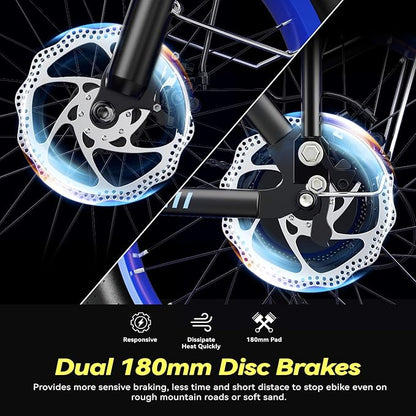 Foldable Electric Bike for Adults, 30+MPH, 48V 20Ah Removable Battery up to 80Miles, 20" Fat Tire Peak 1000W Motor Dirt Ebike Adult Electric Bicycle for City Commute Beach Mountain Adventurous E Bike