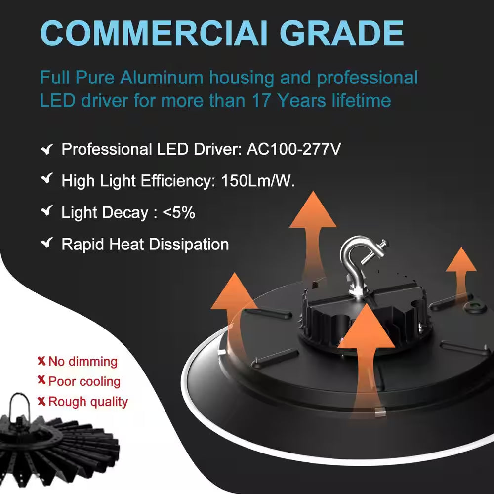 6Pack of 215W LED High Bay Light 32250LM High Bay LED Shop Lights AC100-277V Commercial Bay Lighting for Warehouse