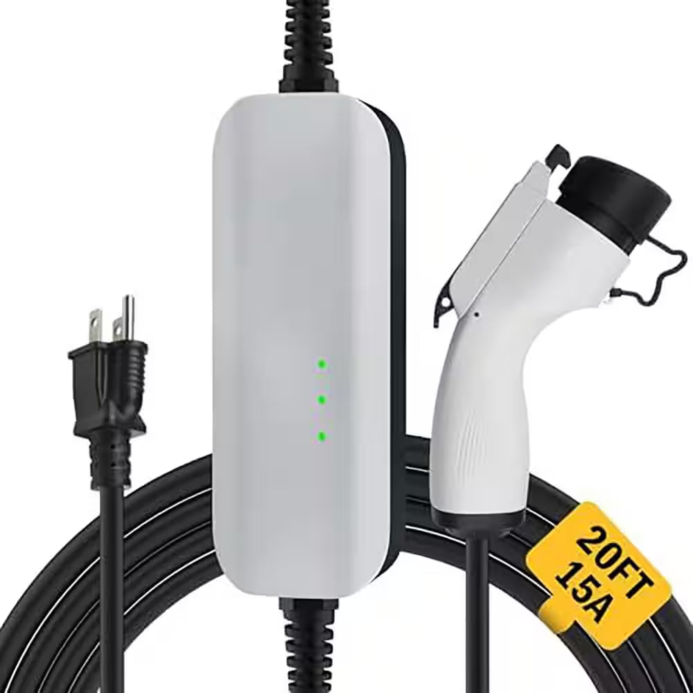 20Ft 110-Volt Portable EV Charger Home Charging Station J1772 Electric Cars Weatherproof Safe Protection