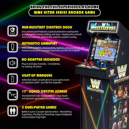 Arcade Classics WWE Ultra Series Game Machine with 17" Liquid Crystal Screen & 5 Games