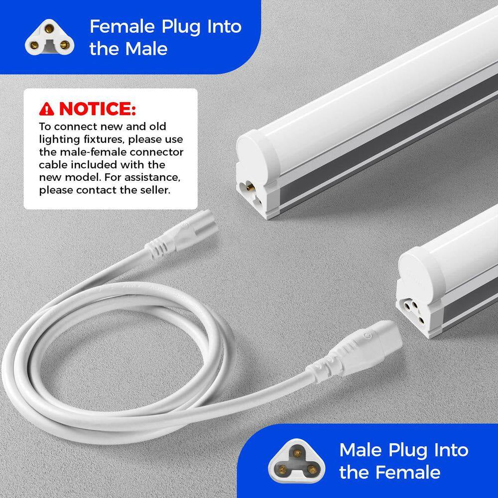 4 Ft. 2200Lm 6500K 20W LED T5 Shop Lights, Ceiling and under Cabinet Light, Corded Electric with On/Off Switch