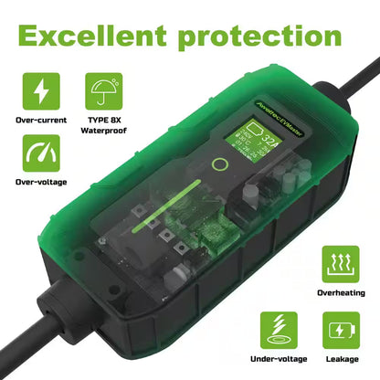 28FT 240-Volt Electric Vehicle Portable Charger Level 1 and Level 2 Adjustable Amperage NEMA 14-50P Plug