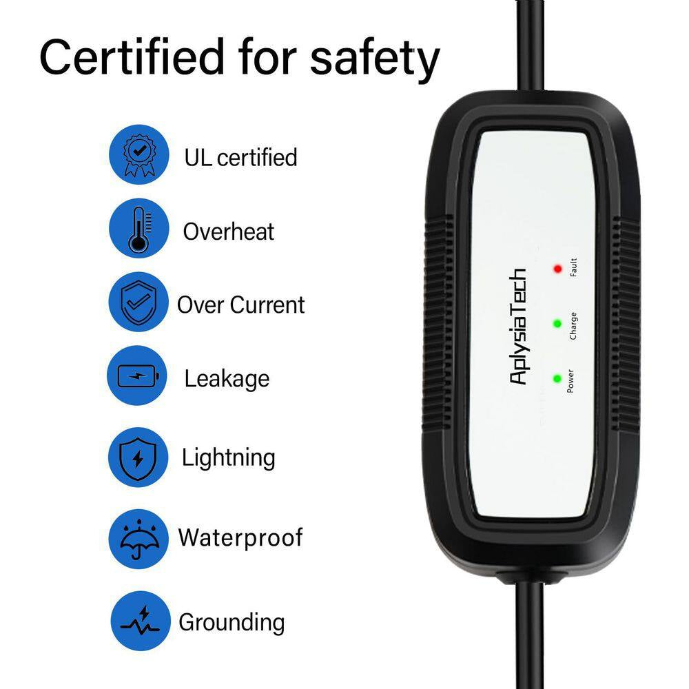 21Ft 110-Volt Portable EV Charger Level 1 15Amp Extension Cord NEMA 5-15P for SAE J1772 Electric Vehicles