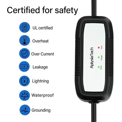 21Ft 110-Volt Portable EV Charger Level 1 15Amp Extension Cord NEMA 5-15P for SAE J1772 Electric Vehicles