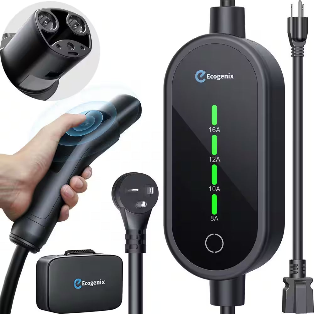 21Ft 110-240-Volt EV Charger Level 1 and Level 2 Adjustable Current NEMA Plugs for Tesla Model Y 3 X S