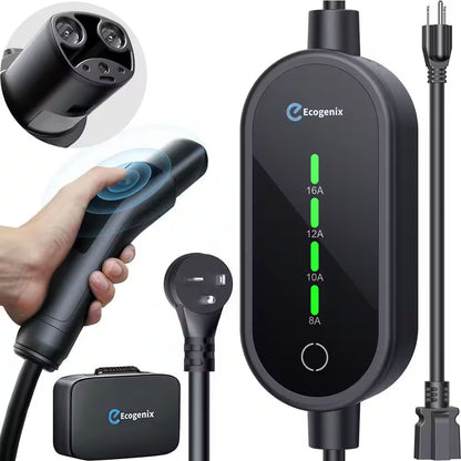 21Ft 110-240-Volt EV Charger Level 1 and Level 2 Adjustable Current NEMA Plugs for Tesla Model Y 3 X S