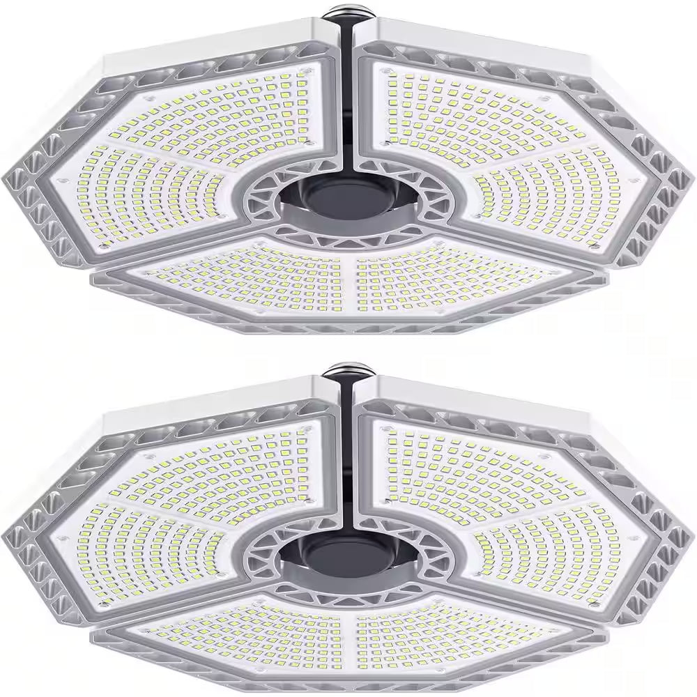 0.88 Ft.140 W Silver 18500 Lumens Deformable Shop Light, 6000K Daylight with Deformable Three Panels for Workshop,2 Pack