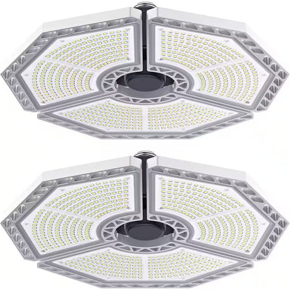 0.88 Ft.140 W Silver 18500 Lumens Deformable Shop Light, 6000K Daylight with Deformable Three Panels for Workshop,2 Pack