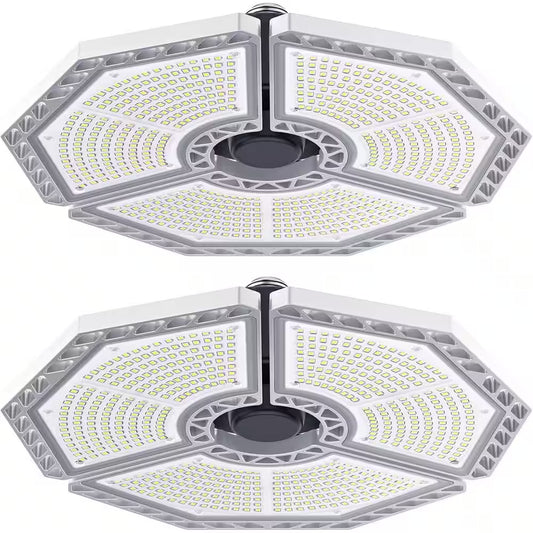0.88 Ft.140 W Silver 18500 Lumens Deformable Shop Light, 6000K Daylight with Deformable Three Panels for Workshop,2 Pack