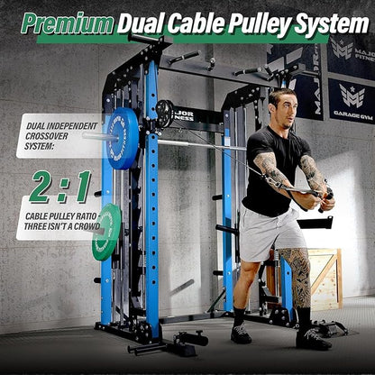 B52 Machine Home Gym with Power Rack, Cable Crossover, Dual Pulley System, Landmine, and Multi-Grip Pull-Up Bar – Heavy-Duty Fitness Equipment for Strength Training and Full-Body Workouts