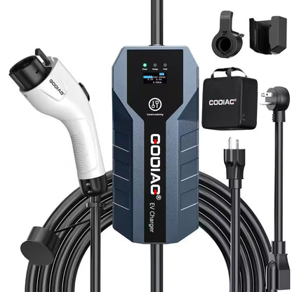 20Ft 110-240 Volt Portable Electric Car Charger Level 1 and 2 J1772 EV Charger with NEMA Plugs ETL Certified
