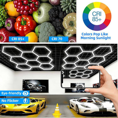 8.3 Ft. Hexagon Garage Lights,245-Watt 29400 Lm,8-Grids 5000K Honeycomb Shop Light for Mall,Gym,Auto Repair Shop(1-Pack)