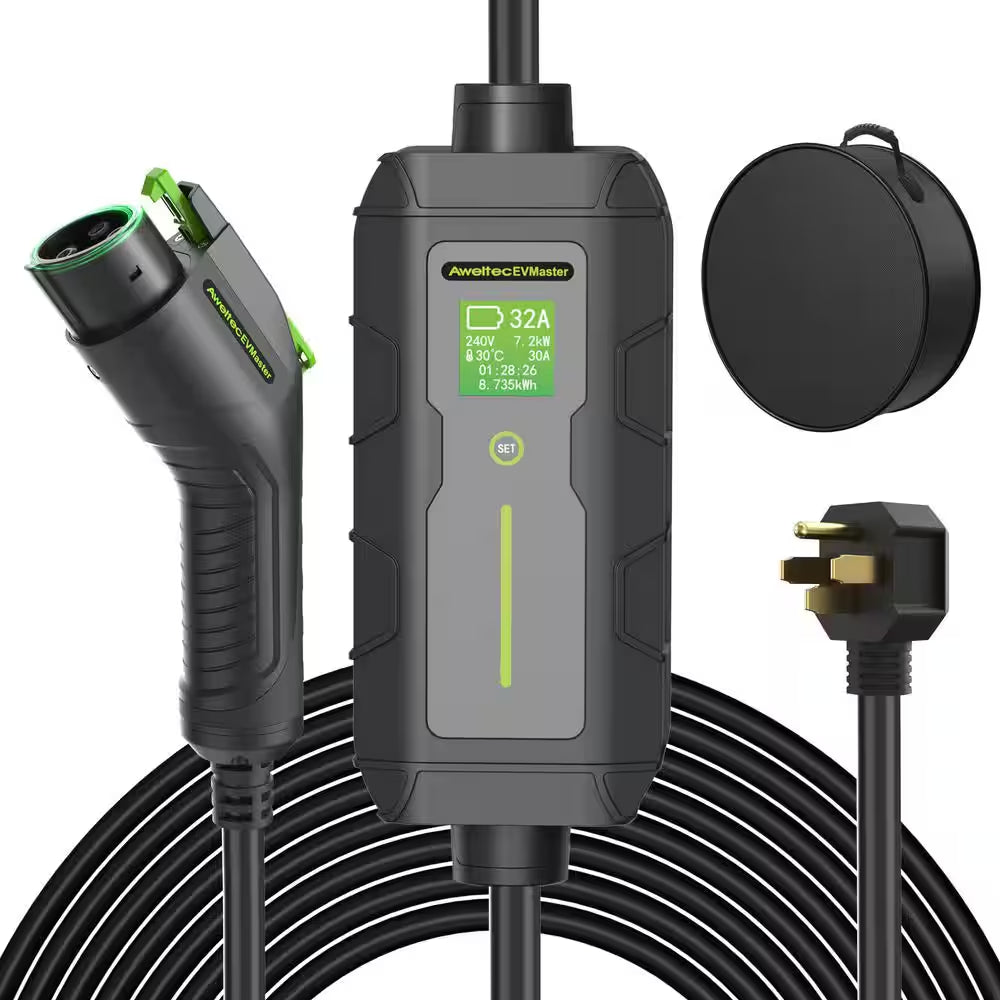 28FT 240-Volt Electric Vehicle Portable Charger Level 1 and Level 2 Adjustable Amperage NEMA 14-50P Plug
