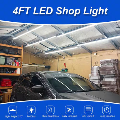6-Pack 4 Ft. 50-Watt White V-Shape LED Shop Lights, 7000 Lumens 6500K Daylight, Plug-In Integrated T8 Fixtures