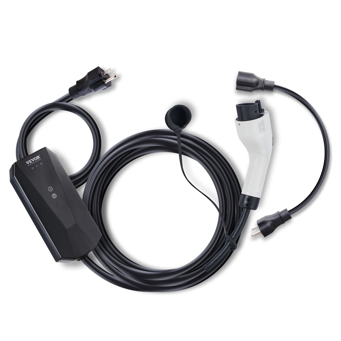 Portable EV Charger, 16 Amp 120V or 240V, Electric Vehicle Charger with 28-Foot Charging Cable NEMA 6-20P Plug NEMA 5-15 Adapter, Plug-In Home EV Charging Station for SAE J1772 Evs