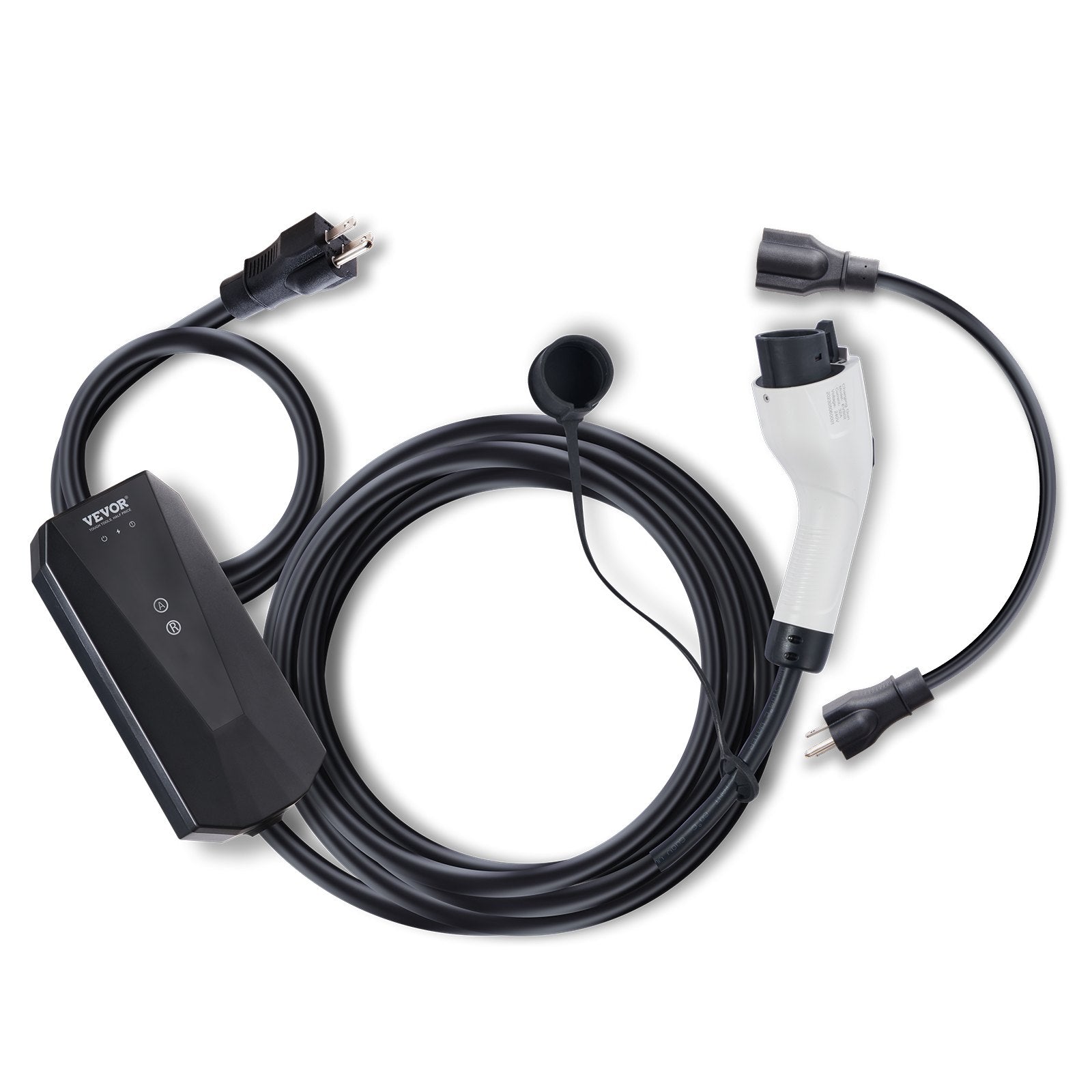 Portable EV Charger, 16 Amp 120V or 240V, Electric Vehicle Charger with 28-Foot Charging Cable NEMA 6-20P Plug NEMA 5-15 Adapter, Plug-In Home EV Charging Station for SAE J1772 Evs