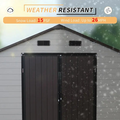 8x8 Ft Weatherproof Resin Storage Shed with Aluminum Frame