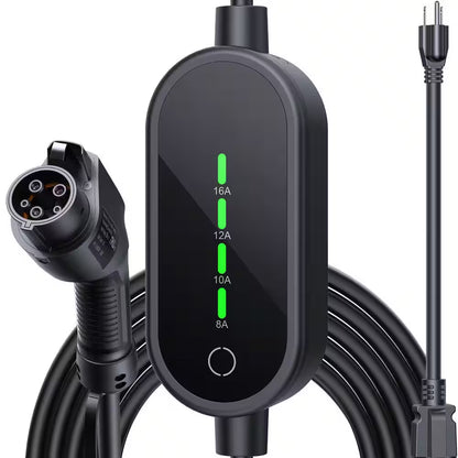 21Ft 240-Volt Electric Car Charger Level 1 2 Adjustable Current 16A SAE J1772 NEMA 5-15 6-20 Plug Portable