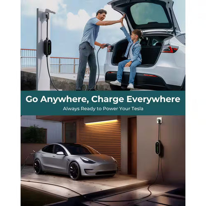 21Ft 110-240-Volt EV Charger Level 1 and Level 2 Adjustable Current NEMA Plugs for Tesla Model Y 3 X S