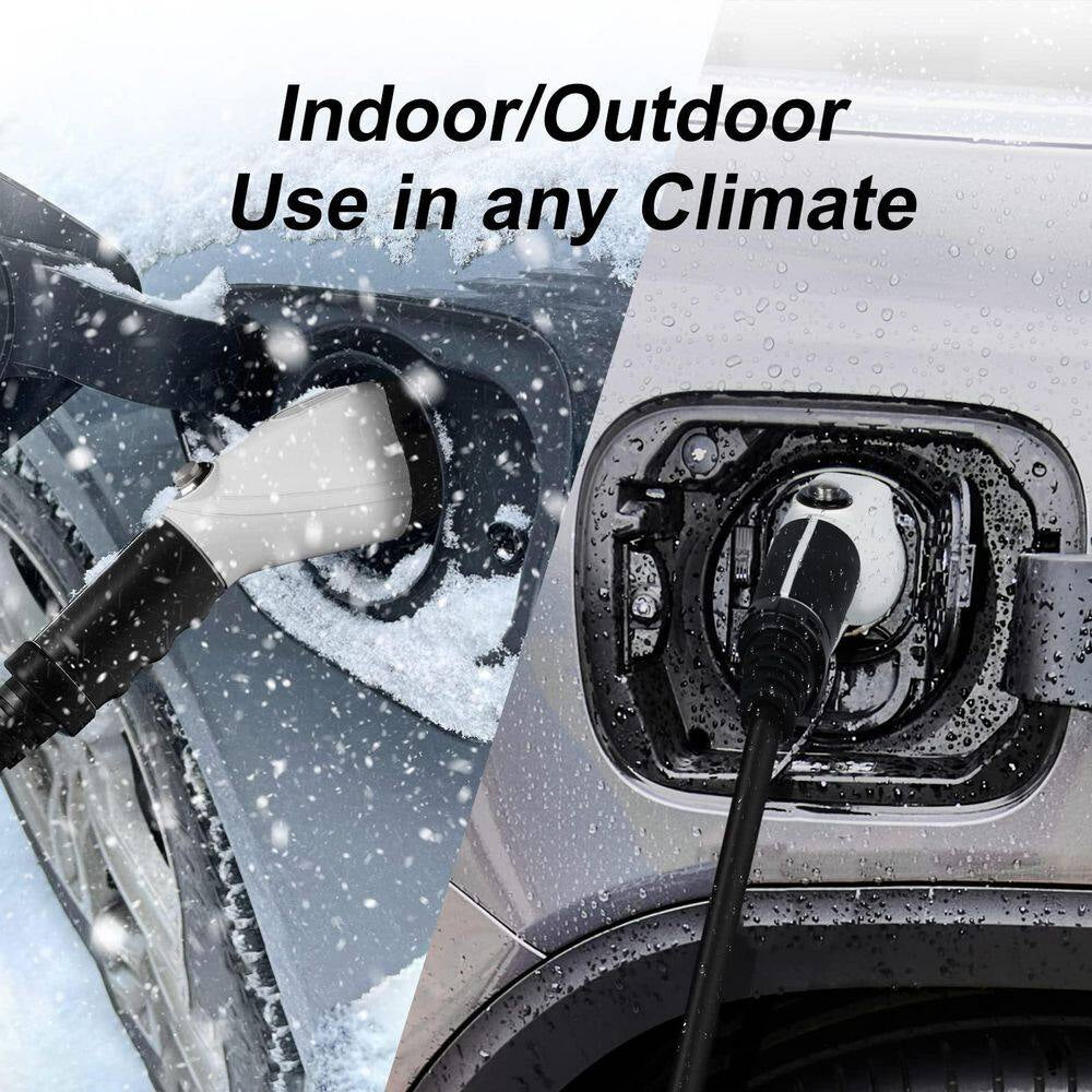 25Ft 240-Volt Level 1-2 Portable EV Charger NEMA 6-20 Plug with 5-15 Adapter SAE J1772 Compatible Safe Fast Charge