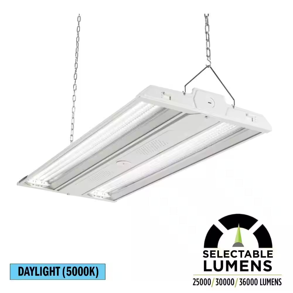 28 In. 1000-Watt Equivalent Linear White LED High Bay Light, Adjustable Beam, Selectable Lumens, 5000K Daylight Dimmable