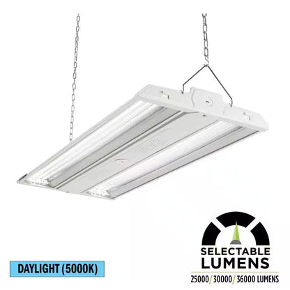 28 In. 1000-Watt Equivalent Linear White LED High Bay Light, Adjustable Beam, Selectable Lumens, 5000K Daylight Dimmable