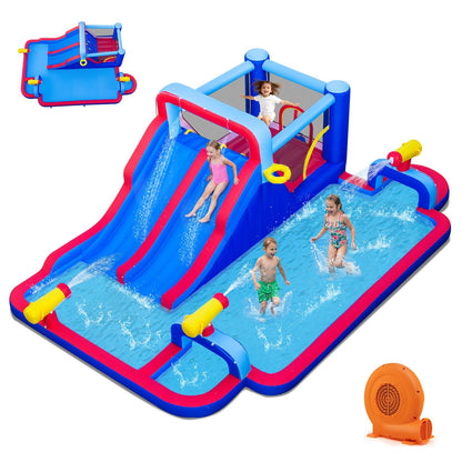 Inflatable Bounce House with 2 Water Slides and 3 Water Cannons With 680W Blower