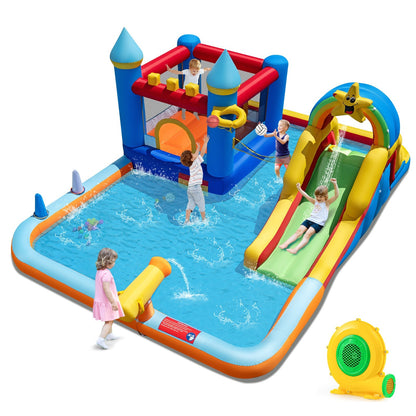 Inflatable Water Slide Park Bouncy Castle with Climbing Wall with Blower