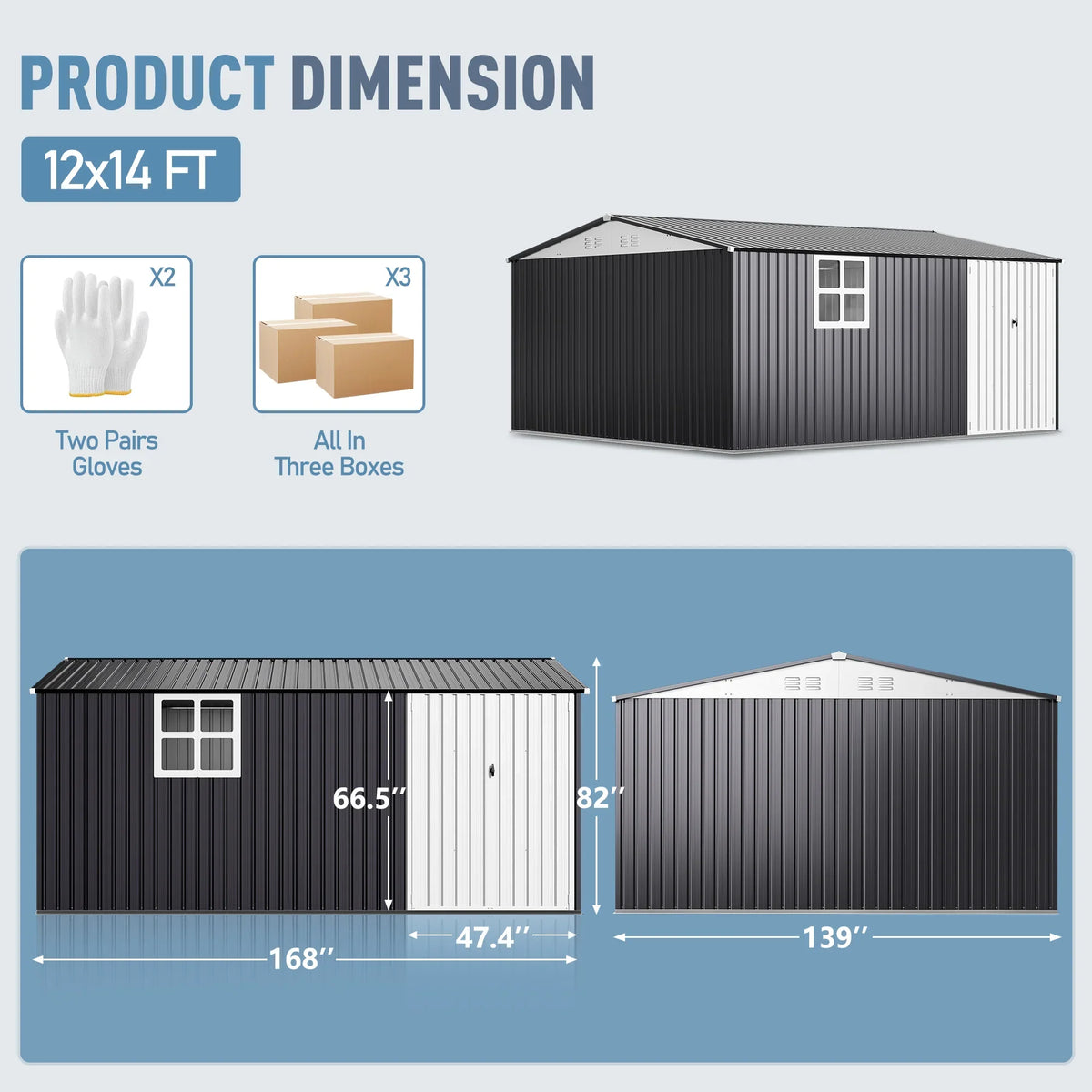 VIWAT Outdoor Metal Storage Shed With Lockable Door And Window