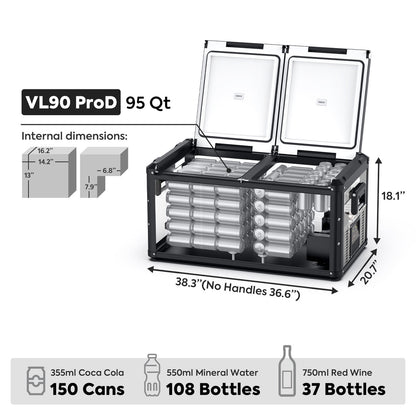 ICECO VL90ProD Dual Zone RV 12V Fridge Portable Fridge Freezer 90 LT