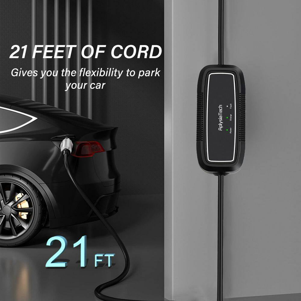21Ft 110-Volt Portable EV Charger Level 1 Electric Vehicle Charging Cable NEMA 5-15P Compatible SAE J1772