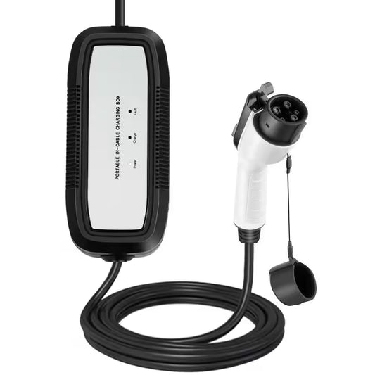 Portable 16A 110-240 Volt Level 1 Level 2 EV Charger with NEMA 6-20 Plug and 5-15 Adapter for J1772