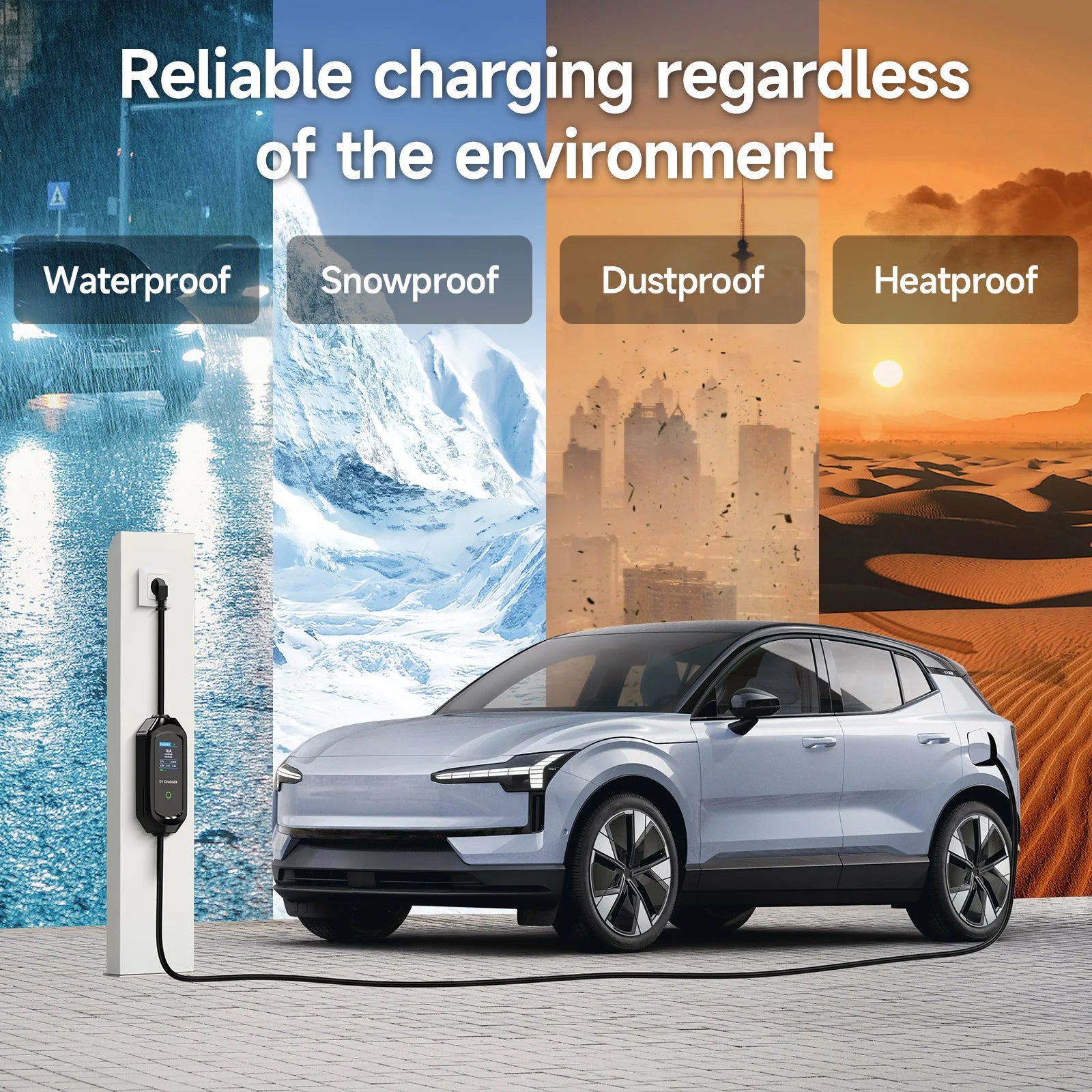 7KW 32A 1Phase Portable EV Charger Type2 Electric Car Charger Type1/Gbt EVSE Fast Charging Cable Wifi APP Bluetooth Control