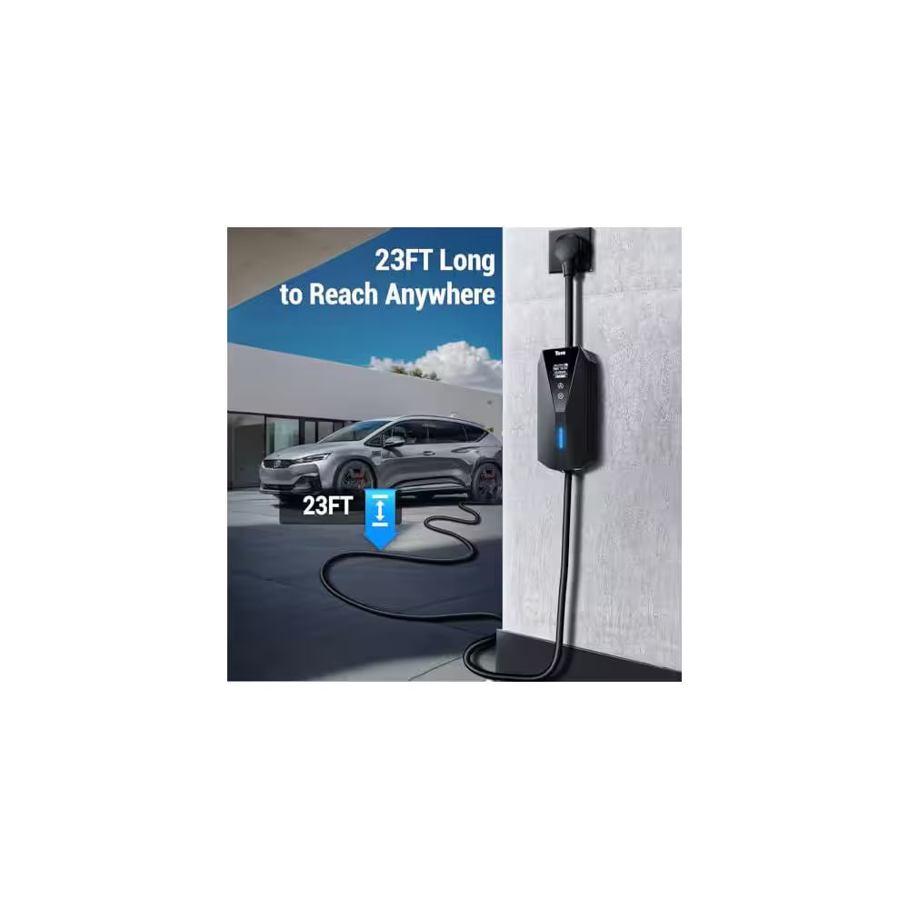 23Ft 240-Volt Electric Vehicle Charger Portable Level 1 2 J1772 NEMA 14-50 Plug with 5-15 Adapter Cord