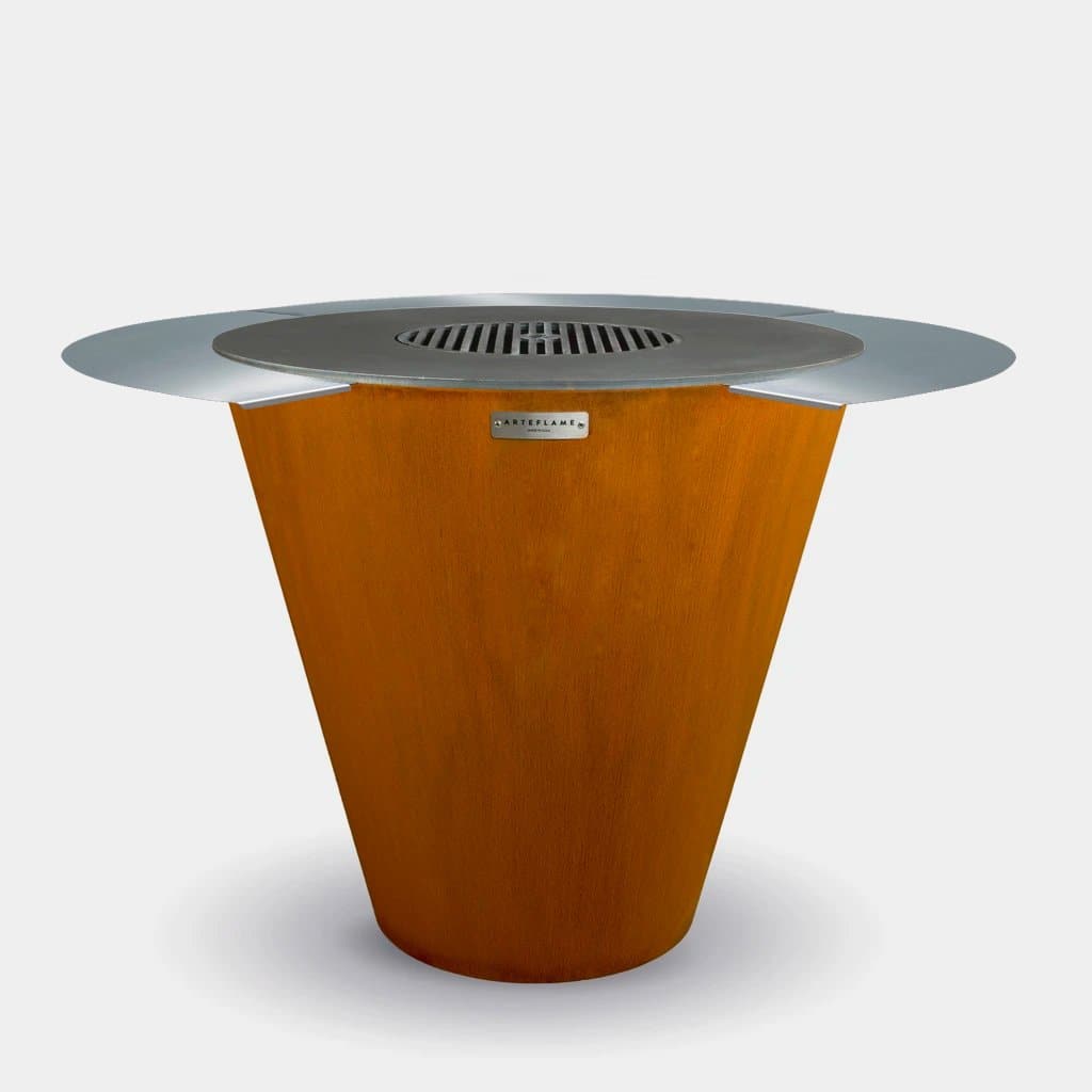 Arteflame Classic 40″ — Round Base Flat-Top Grill & Fire Bowl (CORTEN Steel)
