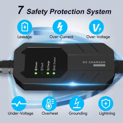 25Ft 240-Volt Level 1-2 Portable EV Charger NEMA 6-20 Plug with 5-15 Adapter SAE J1772 Compatible Safe Fast Charge
