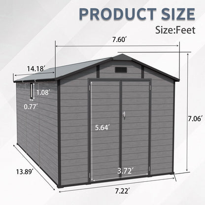 8x14 FT Plastic Outdoor Storage Shed