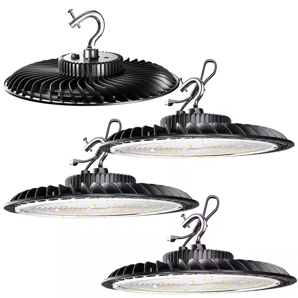 4-Pack of 250-Watt LED High Bay Light 37500LM High Bay LED Shop Lights AC100-277V Commercial Bay Lighting for Warehouse